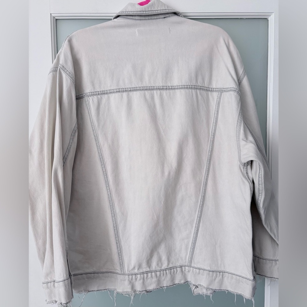 IRO Noumia Oversized Jacket Light Gray | Designer Denim Moto Jacket | Size  38 - Picture 6 of 6